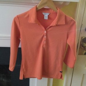 Vintage Abercrombie Polo 3/4 Sleeve Orange - Sz Large